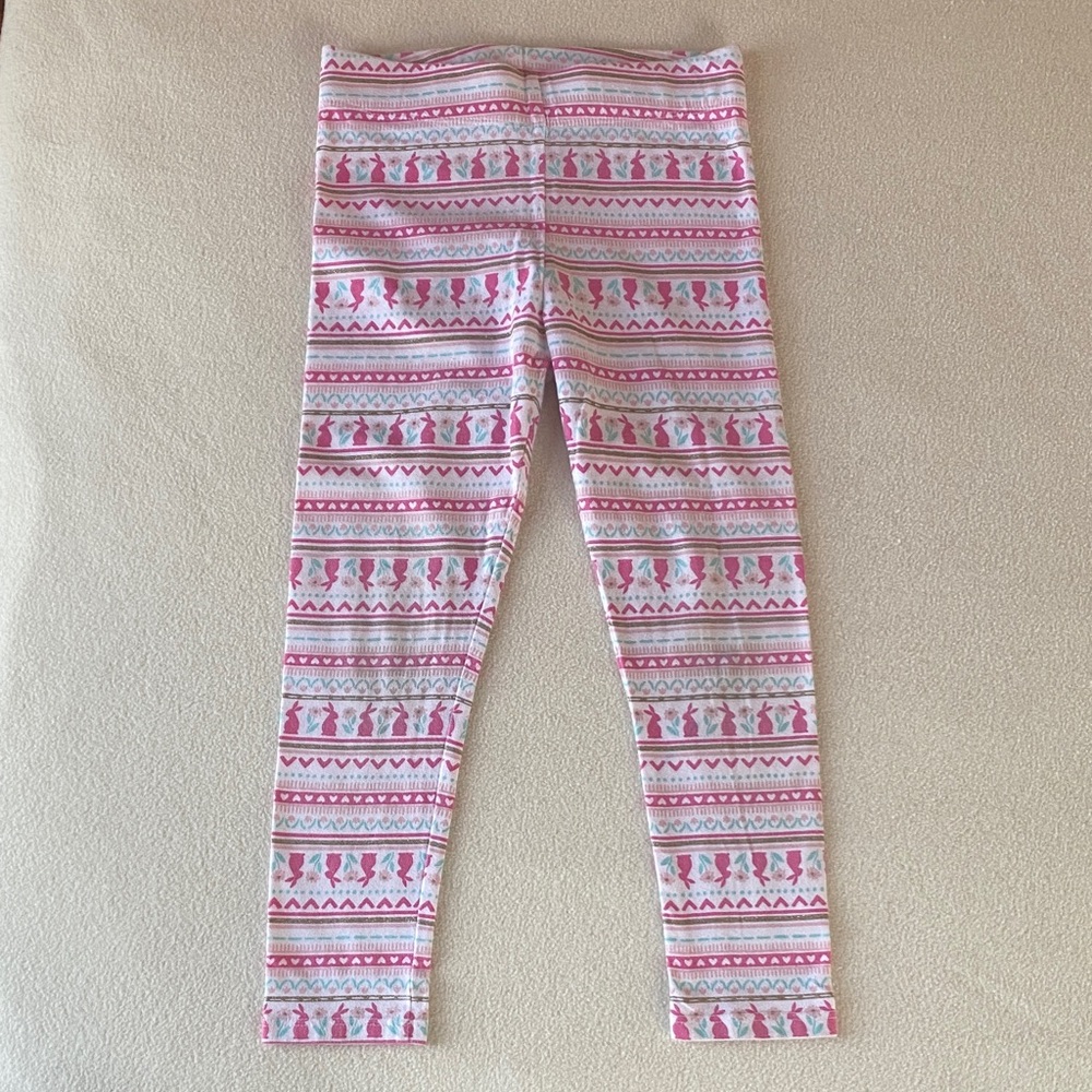 Cynthia Rowley Easter / Spring Pink and White Patterned Girls Leggings